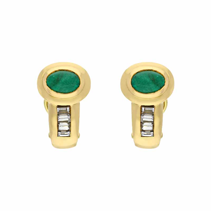 Smaragd-Clip-Ohrstecker Gelbgold