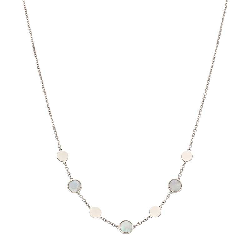 Perlmutt-Collier Silber rhodiniert