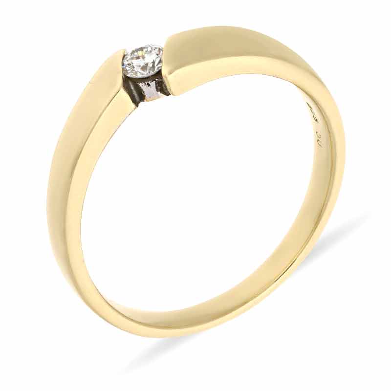 Brillant-Ring Gelbgold teil-rhodiniert