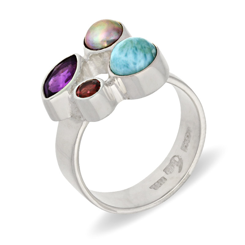 Farbstein-Ring Silber