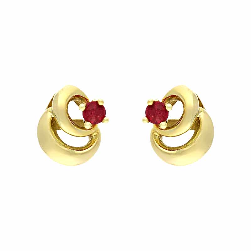 Rubin-Ohrstecker Gelbgold