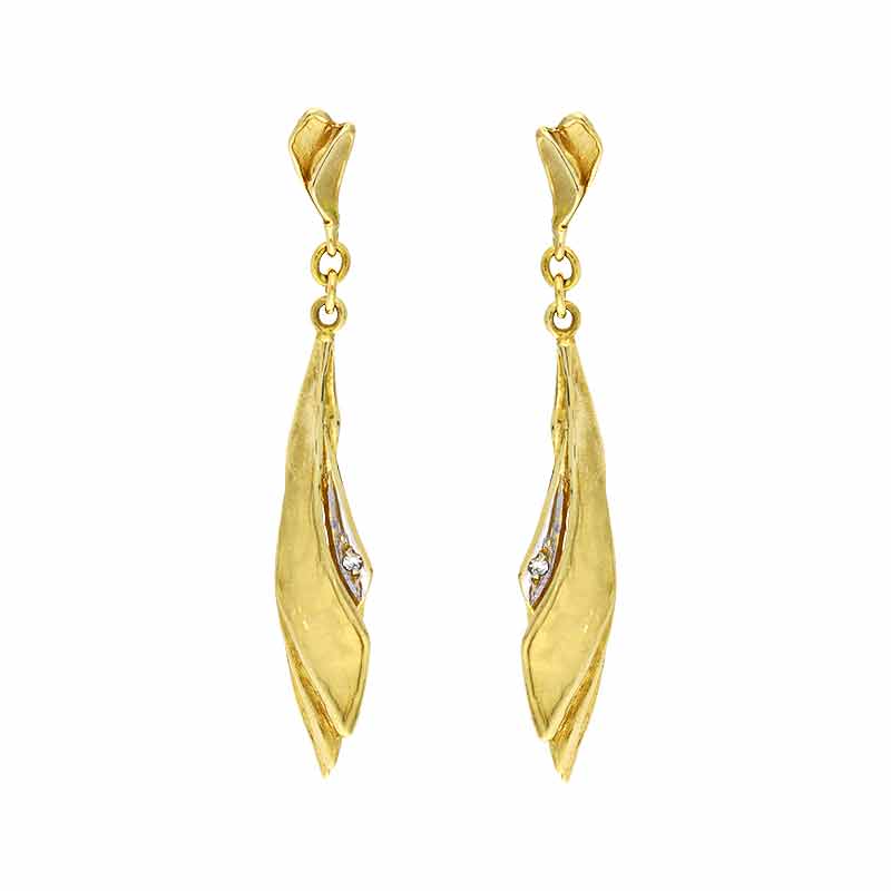 Diamant-Ohrstecker Gelbgold teil-rhodiniert