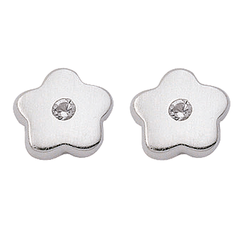 Ohrstecker "Blume" in Silber mit Zirkonia