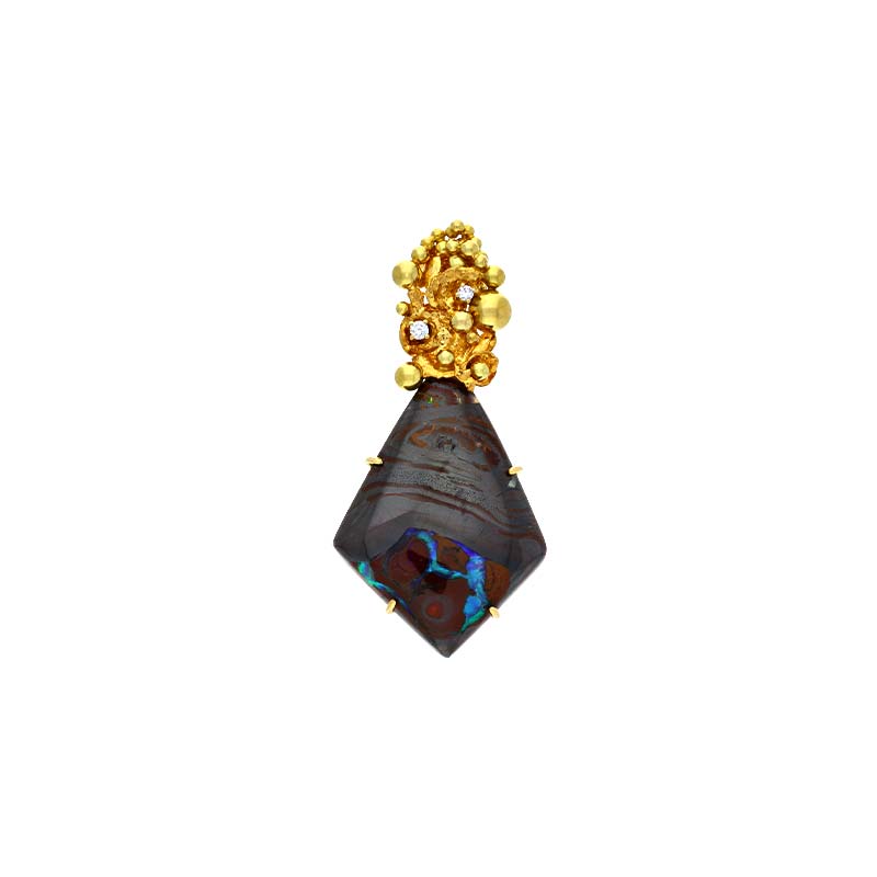 Boulder-Opal Anhänger Gelbgold