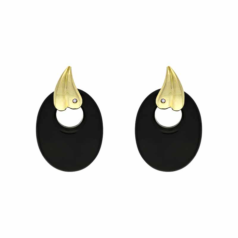 Onyx-Ohrstecker Gelbgold