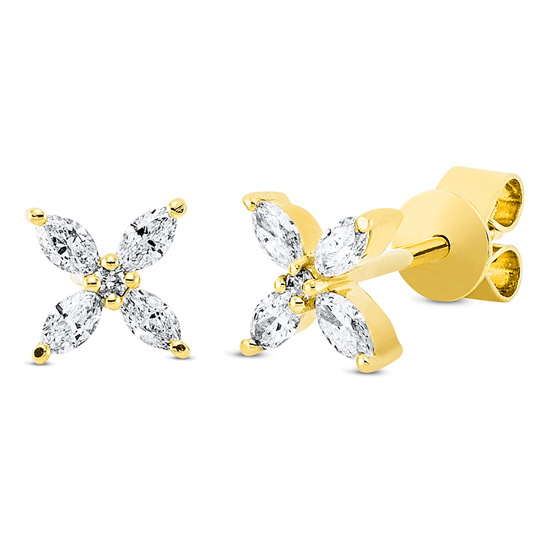 JS Diamant-Ohrstecker Gelbgold