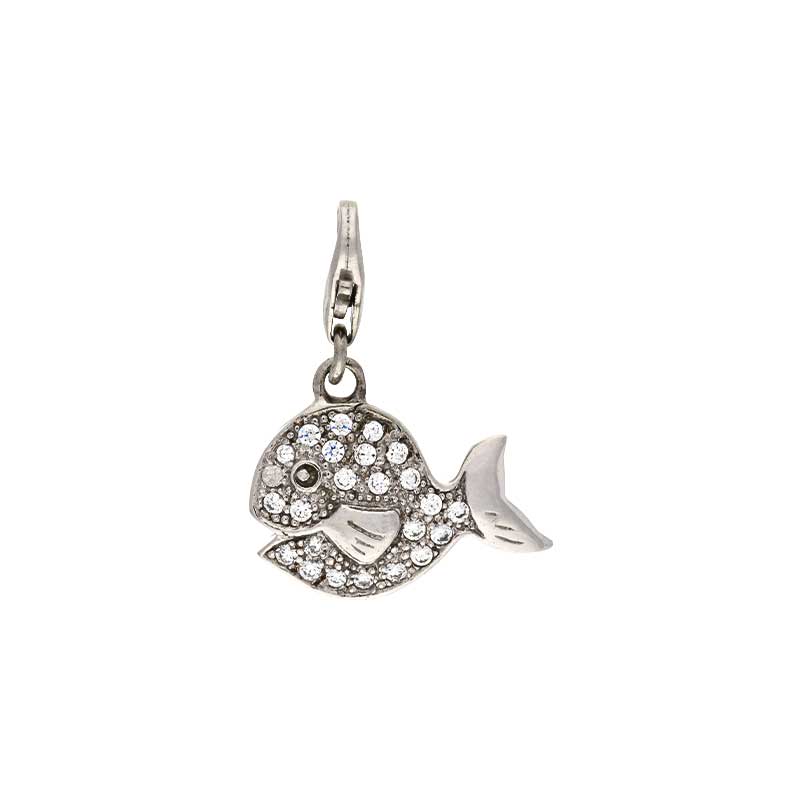 Zirkonia-Anhänger Charm Wahlfisch Silber