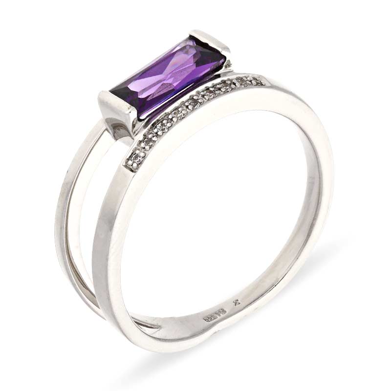 Zirkonia-Ring Silber rhodiniert
