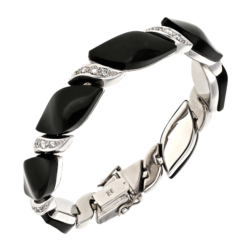 Onyx-Armband Weißgold