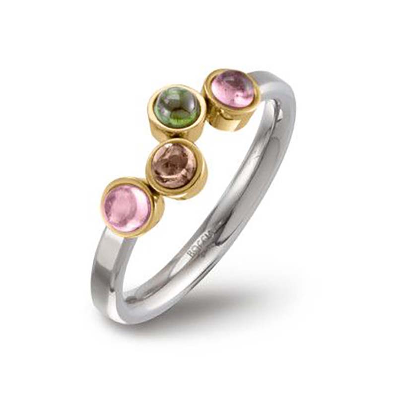 Boccia Turmalin-Ring Titan teil-vergoldet