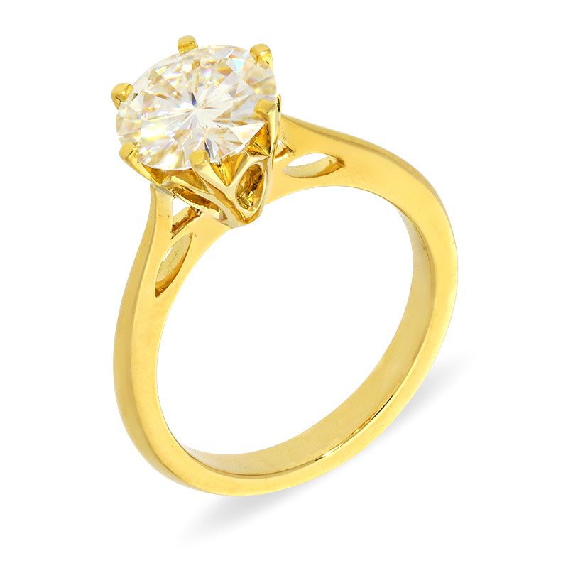 Moissanit-Ring Gelbgold