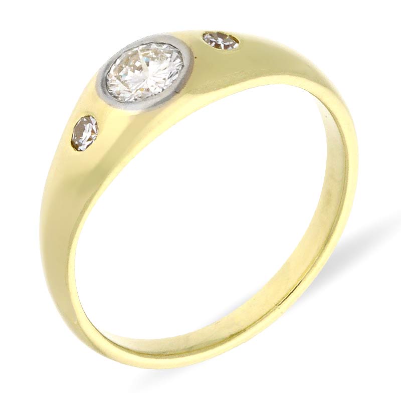 Brillant-Ring Gelbgold teil-rhodiniert