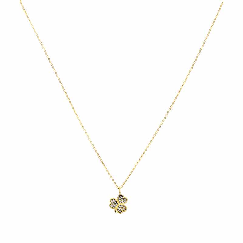 Halsschmuck 'Kleeblatt' Gelbgold