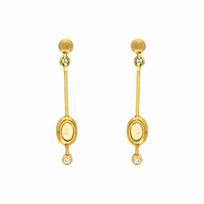 Opal-Ohrstecker Gelbgold