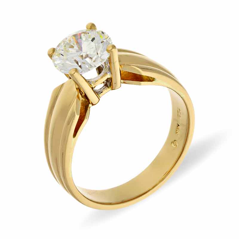 Solitär-Brillant-Ring Gelbgold 2 ct