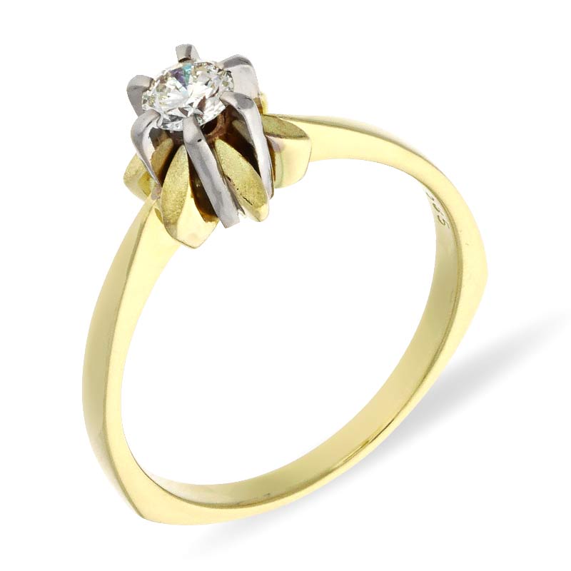 Brillant-Ring Gelbgold teil-rhodiniert