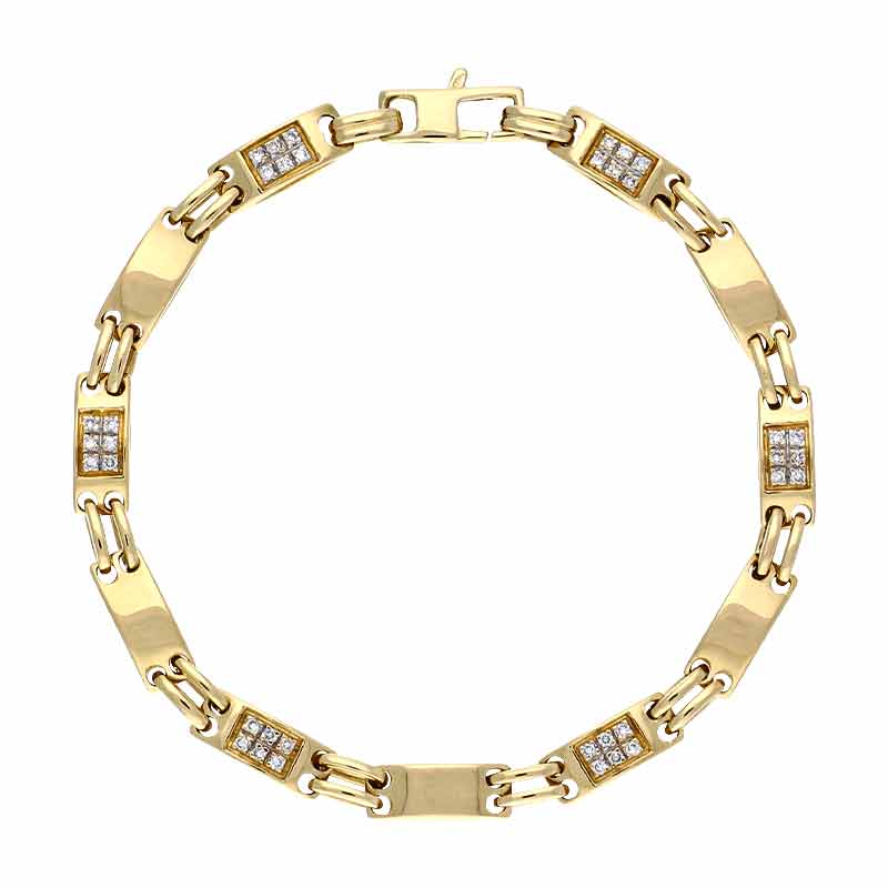 Brillant-Armband Gelbgold teil-rhodiniert