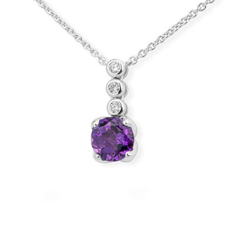 Zirkonia-Kette mit Anhänger Silber rhodiniert