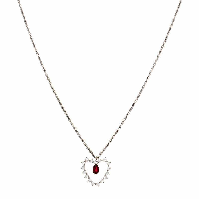 Rubin-Kette mit Anhänger Weißgold