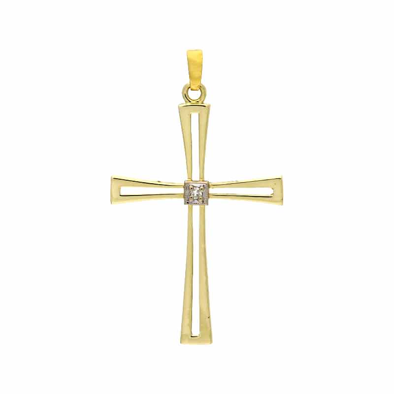 Diamant-Anhänger 'Kreuz' Gelbgold