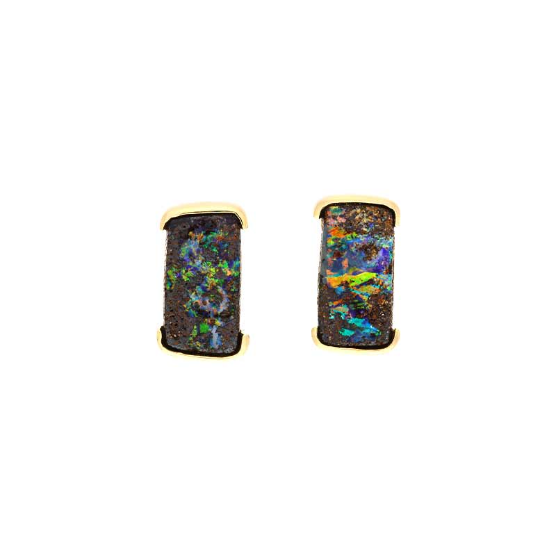 Opal-Ohrstecker Gelbgold