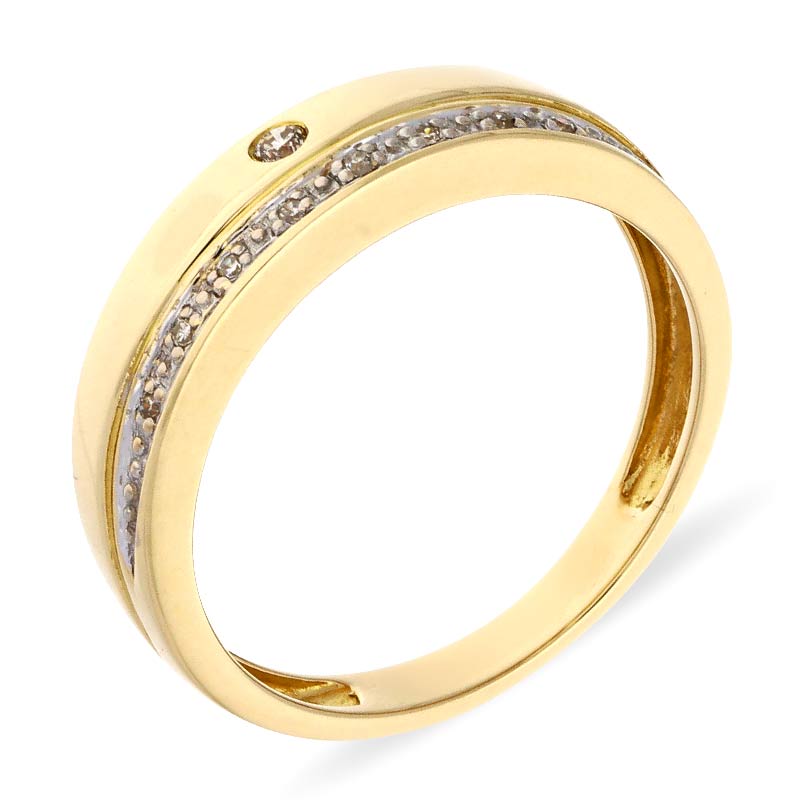 Brillant-Ring Gelbgold teil-rhodiniert