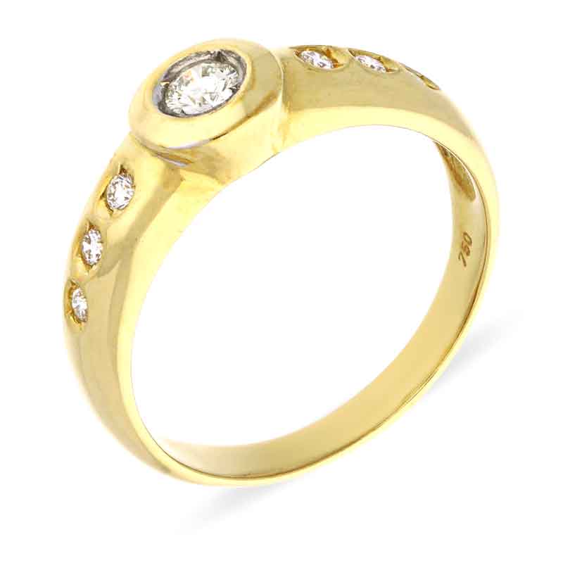 Brillant-Ring Gelbgold teil-rhodiniert