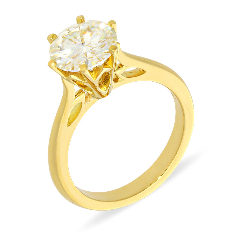 Moissanit-Ring Gelbgold