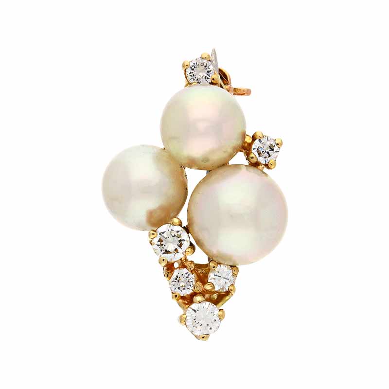 Perl-Brosche Gelbgold