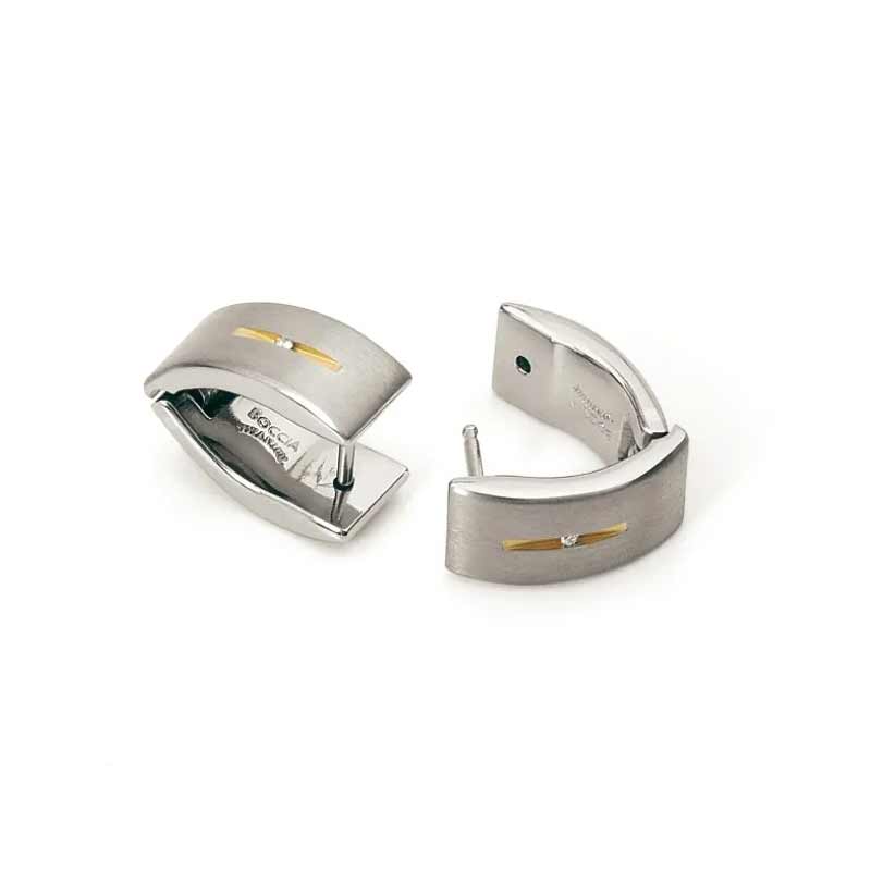 Boccia Brillant-Creolen Titan, teil-vergoldet