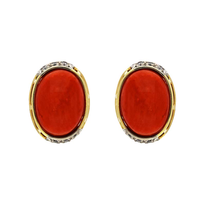 Korall-Clip-Ohrstecker Bicolor
