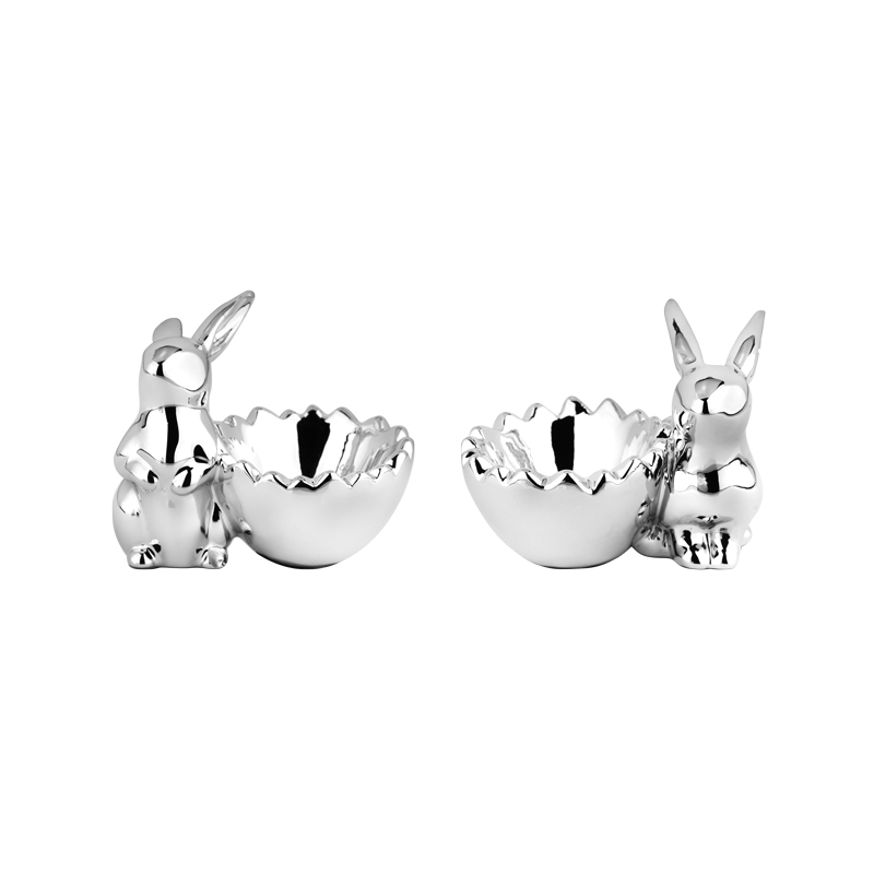 1 Eierbecher 'Hase' Porzellan/Silber