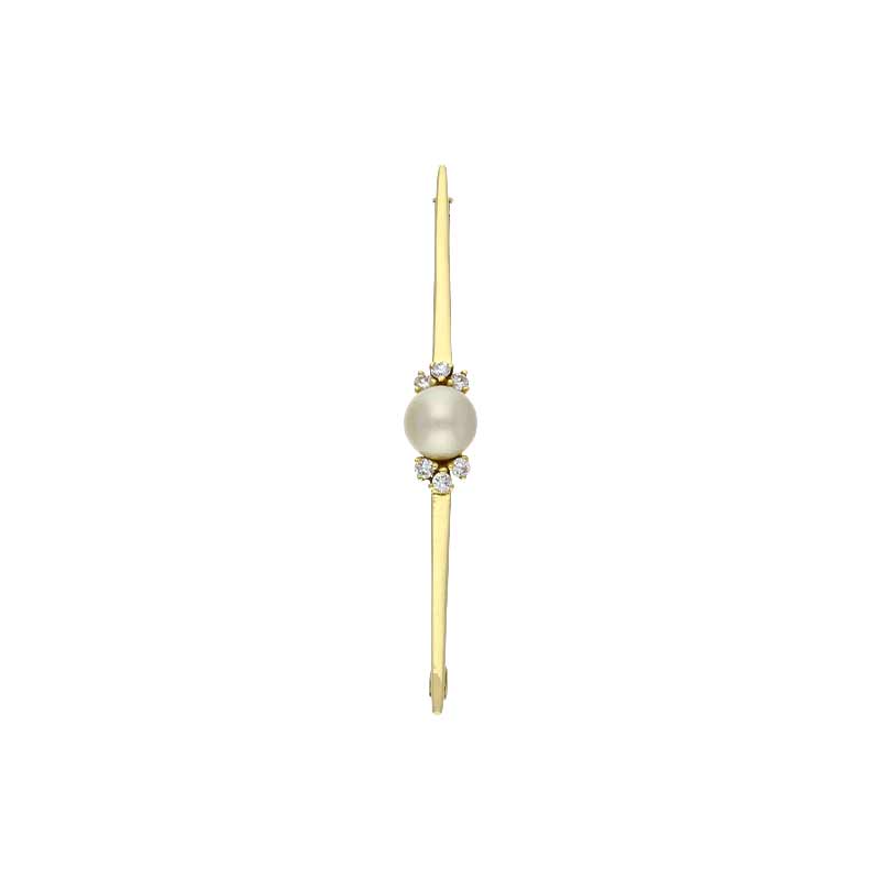Perl-Brosche Gelbgold