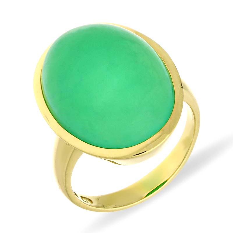 Chrysopras-Ring Gelbgold