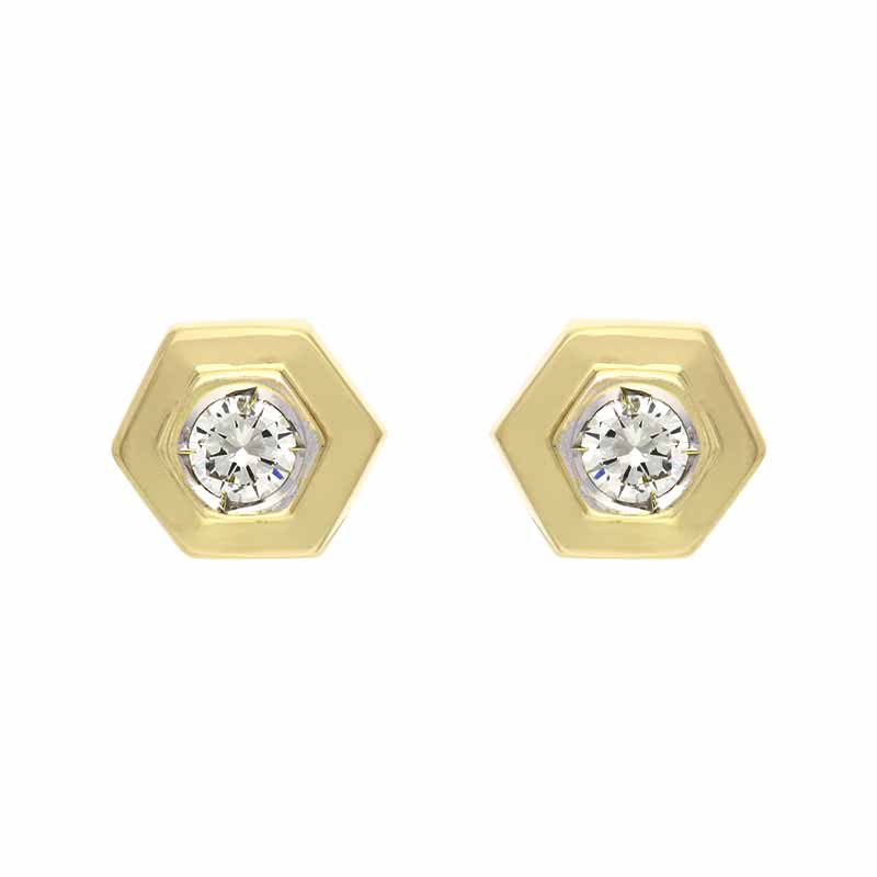 Brillant-Ohrstecker Gelbgold teil-rhodiniert