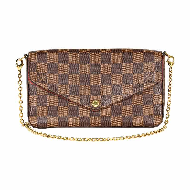 LOUIS VUITTON Pochette Felicie Damier Ebene Canvas Chain