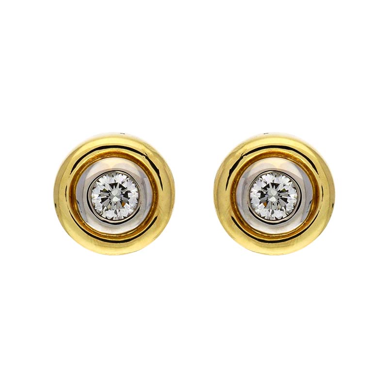 Brillant-Ohrstecker Gelbgold teil-rhodiniert