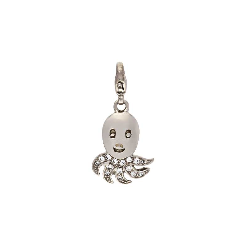Zirkonia-Anhänger Charm Krake Silber