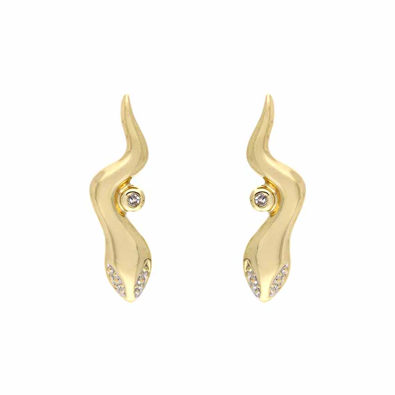 Diamant-Ohrstecker Gelbgold teil-rhodiniert