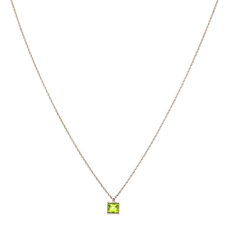 Peridot-Kette mit Anhänger Weißgold