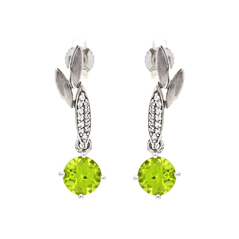 Peridot-Ohrhänger Silber rhodiniert
