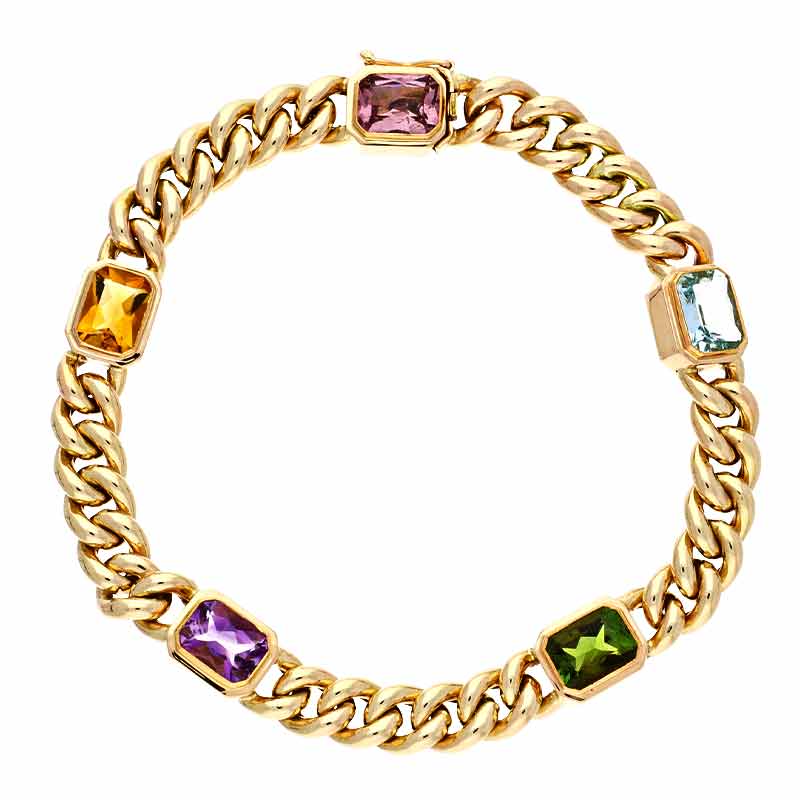 Farbstein-Armband Gelbgold