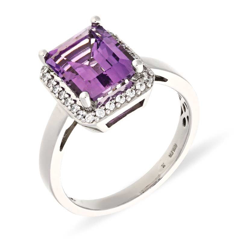 Amethyst-Ring Silber rhodiniert