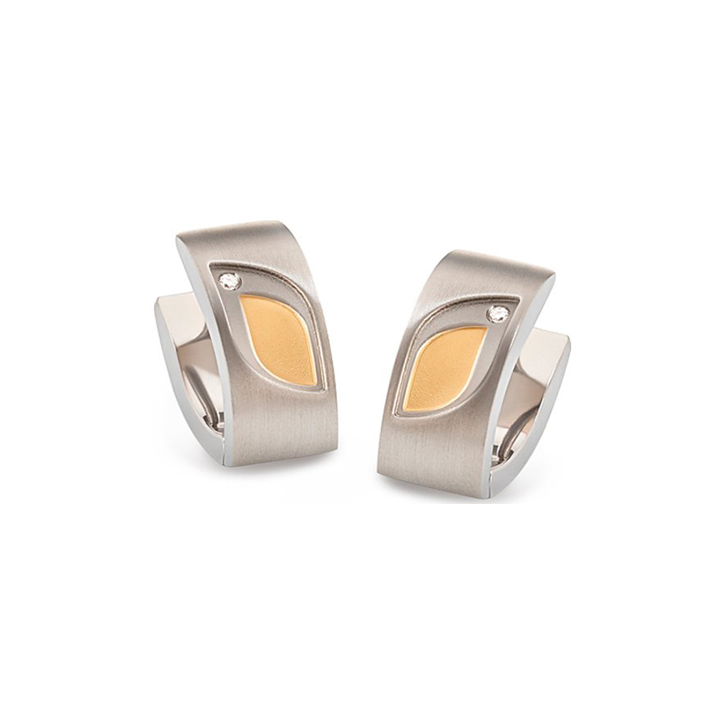 BOCCIA Brillant-Ohrstecker Titan teil-goldplattiert